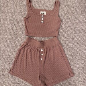 Madewell Brown Ribbed Pajama Set